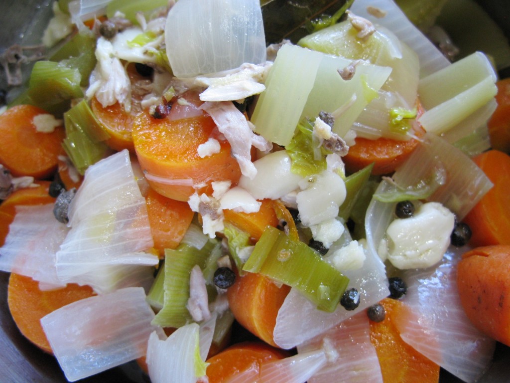 Cooked vegetables ready for the blender